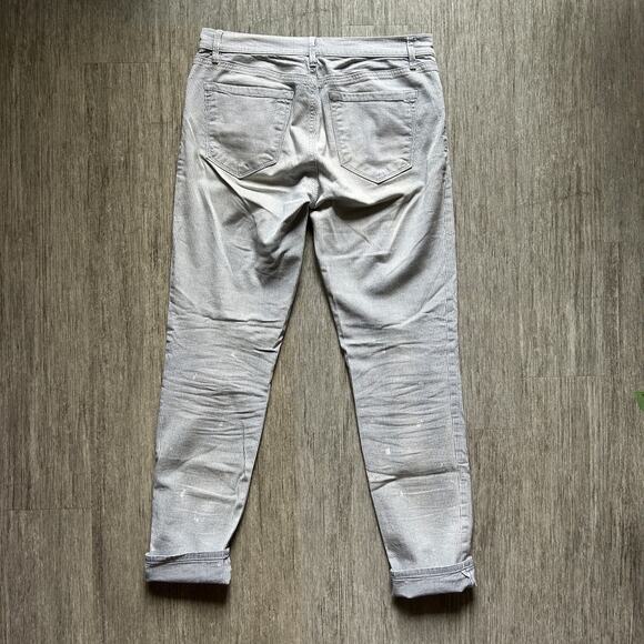 LOFT Blue/White Hickory/Railroad Stripe Distressed Relaxed Skinny Pants Sz 27/4 - Picture 7 of 11